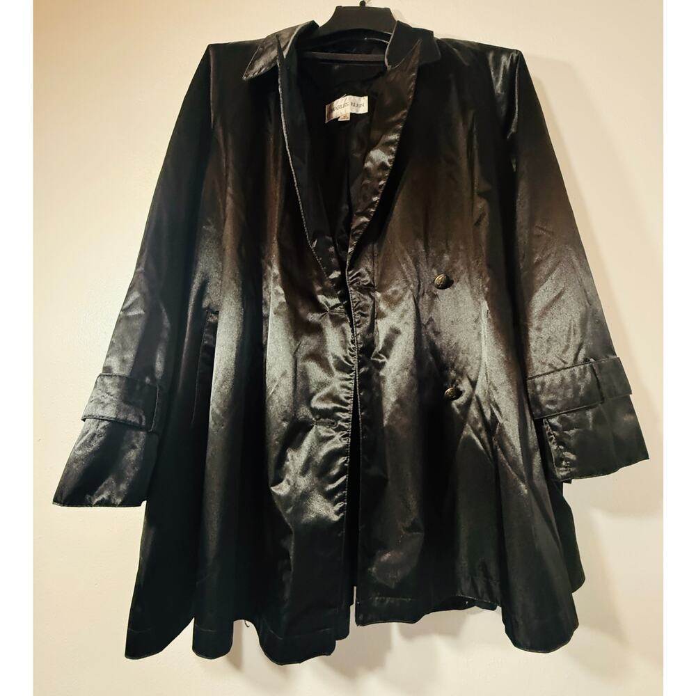 Charles Klein Womens Sz 16 Black Satin Finish Lightweight Dressy/Career Coat